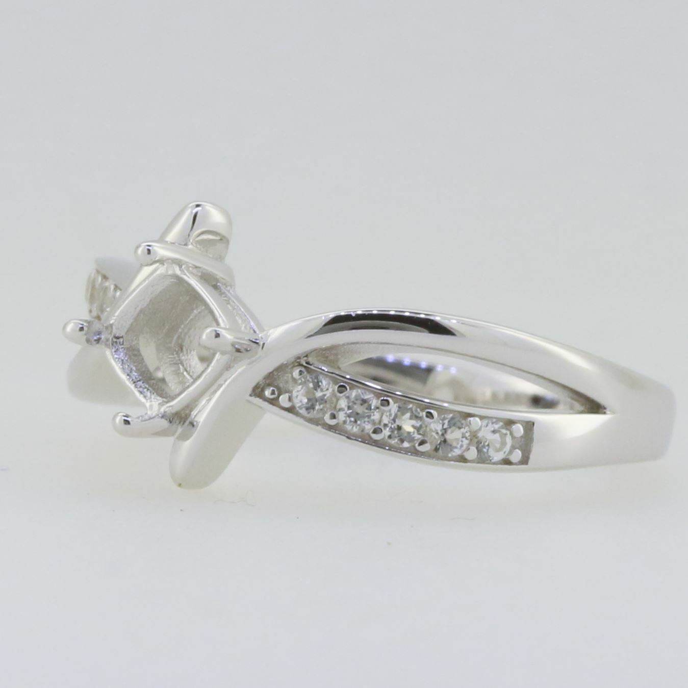 Sterling Silver Semi Mount Ring Setting Cushion CU 5x5mm White Topaz - Syzjewelry