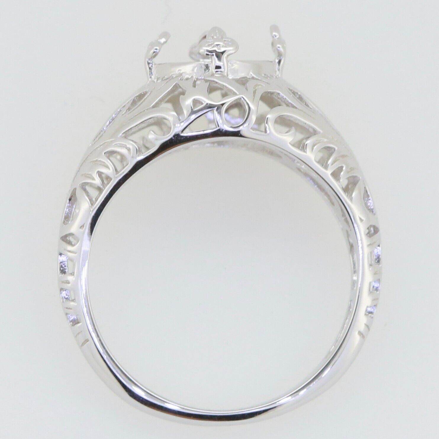 Sterling Silver Semi Mount Ring Setting Round RD 8x8mm Art Nouveau Style - Syzjewelry