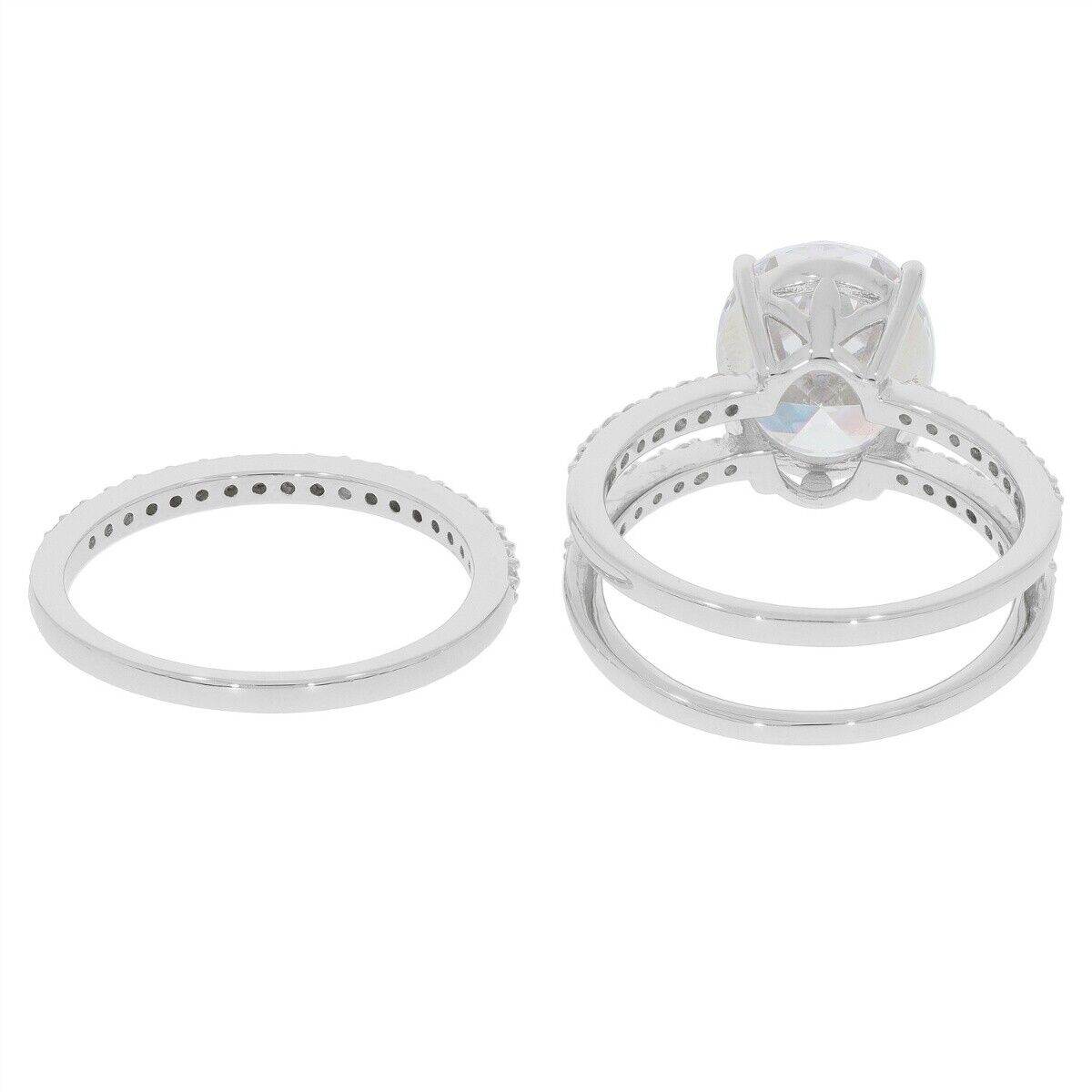 2 piece Set Sterling Silver Semi Mount Ring Setting OV 12x10mm Double Band - Syzjewelry
