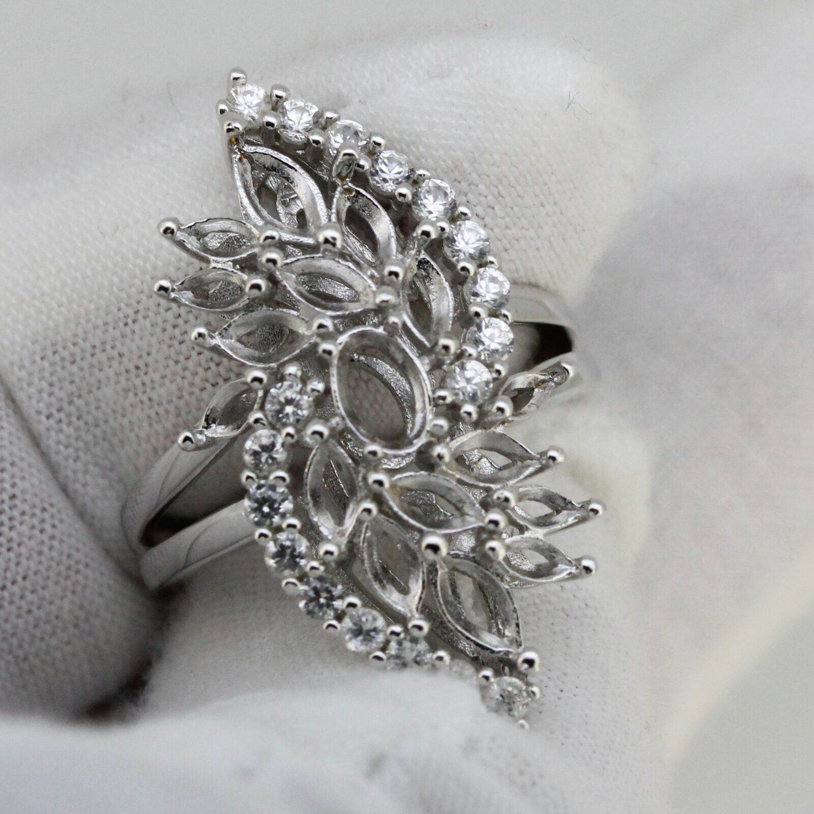 Sterling Silver Semi Mount Ring Setting OV 6x4 Marquise MQ 6x3 5x2.5 4x2 mm - Syzjewelry