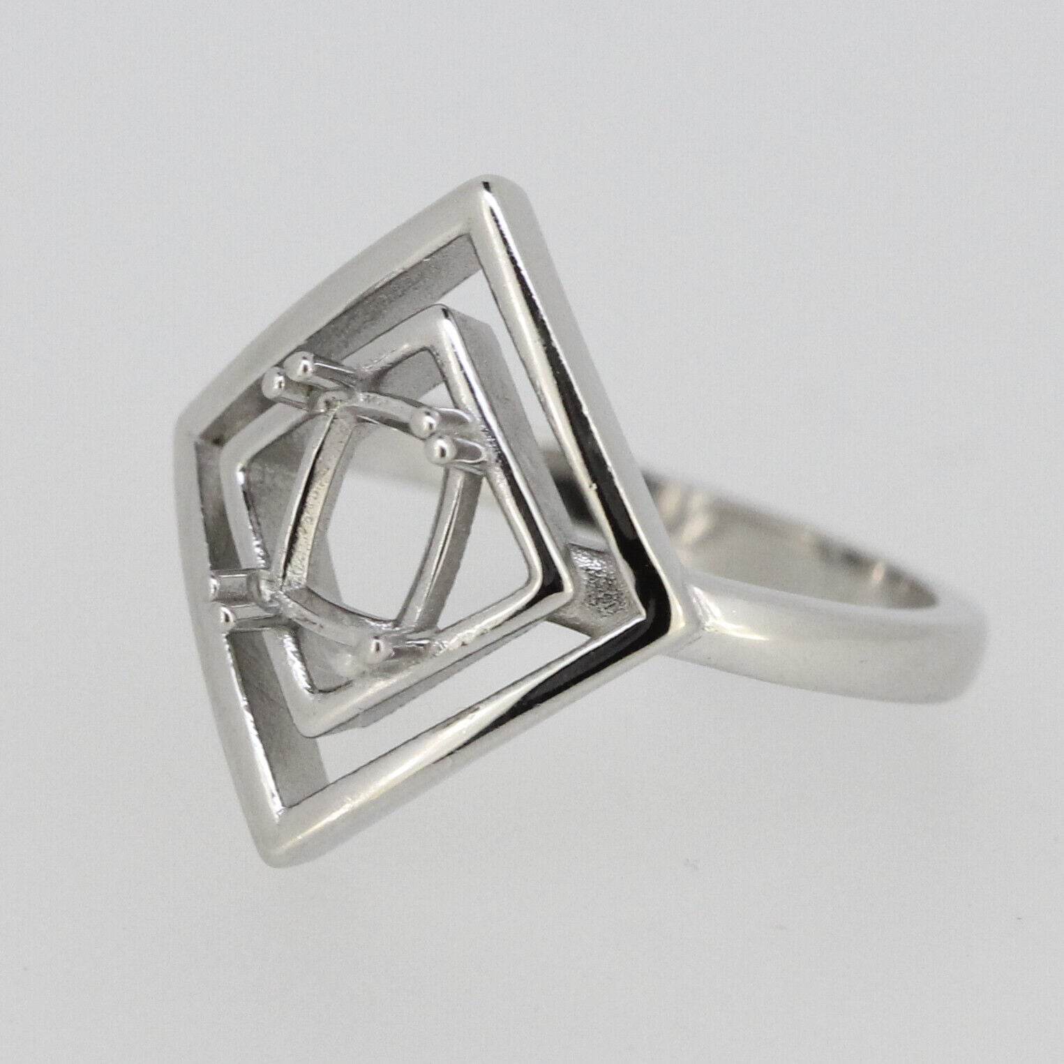 Sterling Silver Semi Mount Ring Setting Cushion Cu 6x4mm White Topaz - Syzjewelry