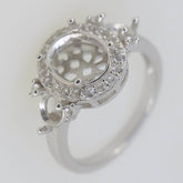 Sterling Silver Semi Mount Ring Setting OV 10x8mm RD 5x5mm White Topaz - Syzjewelry