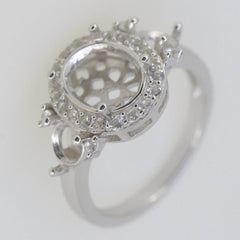 Sterling Silver Semi Mount Ring Setting OV 10x8mm RD 5x5mm White Topaz - Syzjewelry