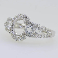 Sterling Silver Semi Mount Ring Setting Oval OV 9x7mm White Topaz PJC2771R - Syzjewelry