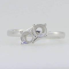 Sterling Silver Semi Mount Ring Setting Round RD 5x5mm Toi and Moi Bypass Ring - Syzjewelry