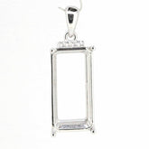 14K White Gold Semi Mount Pendant Setting Emerald OCT 20X10mm DK20490P14KW - Syzjewelry