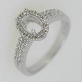 Sterling Silver Semi Mount Ring Setting Oval OV 7x5mm Halo Split R514 - Syzjewelry