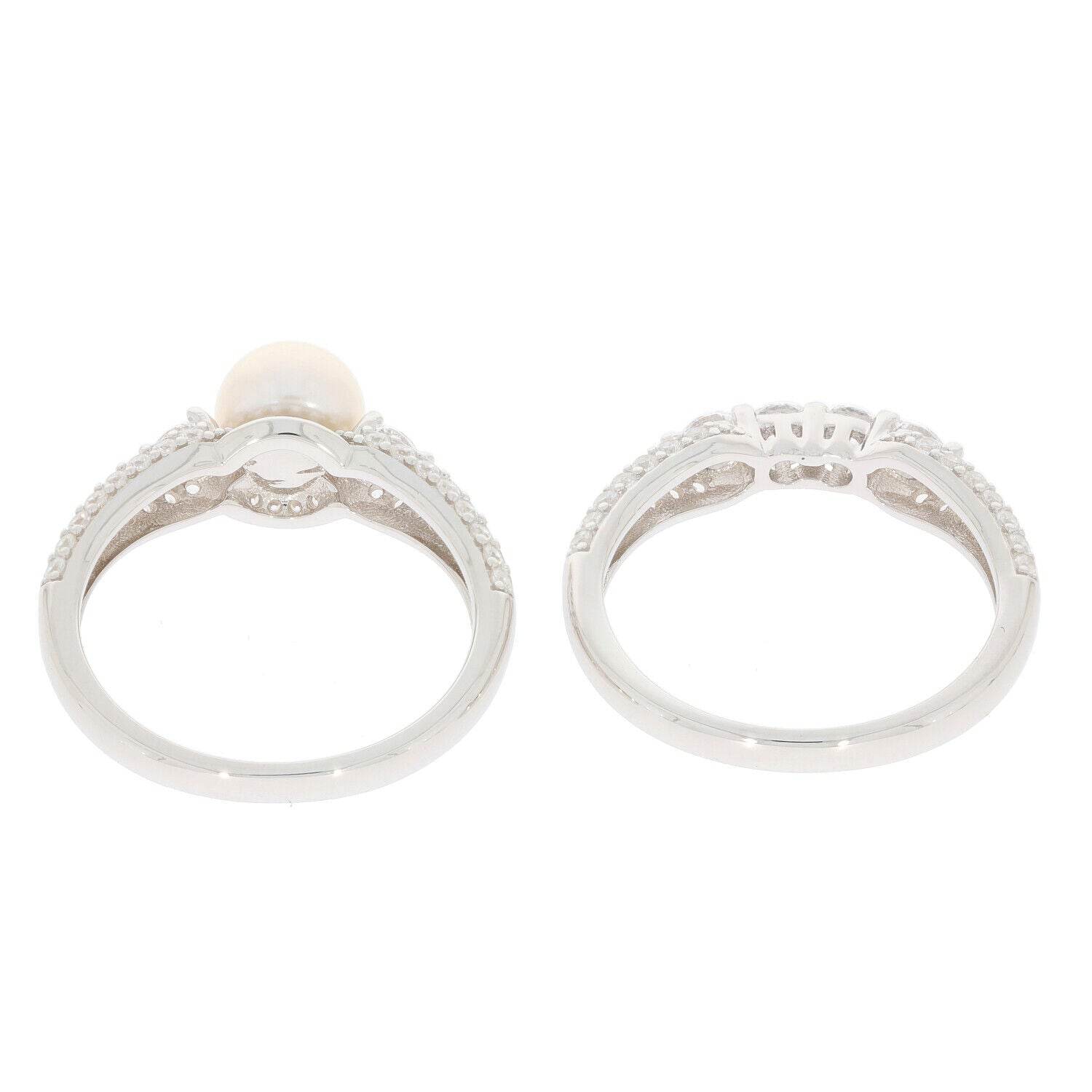 2 piece Set Sterling Silver Semi Mount Ring Setting Round RD 8X8mm Pearl - Syzjewelry