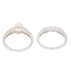 2 piece Set Sterling Silver Semi Mount Ring Setting Round RD 8X8mm Pearl - Syzjewelry