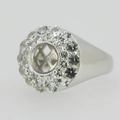 Sterling Silver Semi Mount Ring Setting Round RD 8x8mm Double Halo Moissanite or Diamond Halo Ring - Syzjewelry