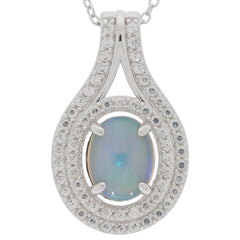 Sterling Silver Semi Mount Pendant Setting Cab Oval OV 10X8mm Topaz Halo - Syzjewelry