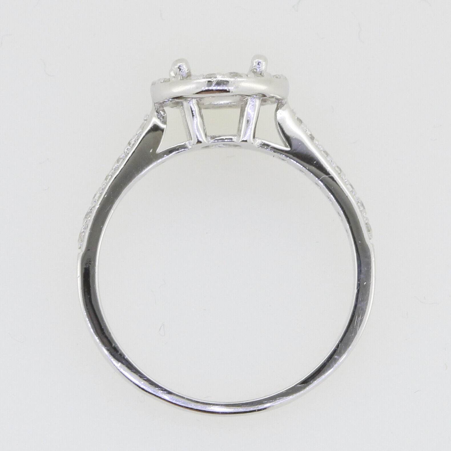 Sterling Silver Semi Mount Ring Setting Round RD 6x6mm White Topaz Halo - Syzjewelry