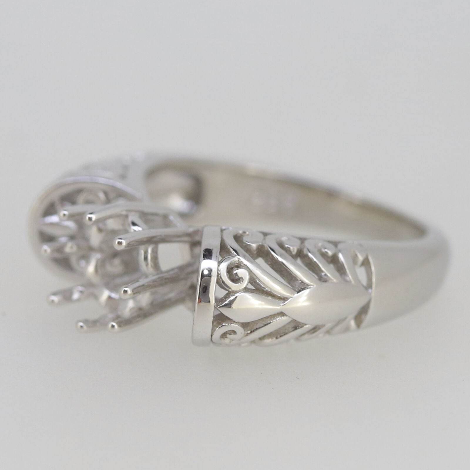 Vintage Style Sterling Silver Semi Mount Ring Setting RD 6x6mm White Topaz - Syzjewelry