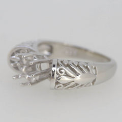 Vintage Style Sterling Silver Semi Mount Ring Setting RD 6x6mm White Topaz - Syzjewelry