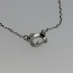 Sterling Silver Semi Mount Pendant Setting Oval OV 7x5mm Cab 18" Chain - Syzjewelry