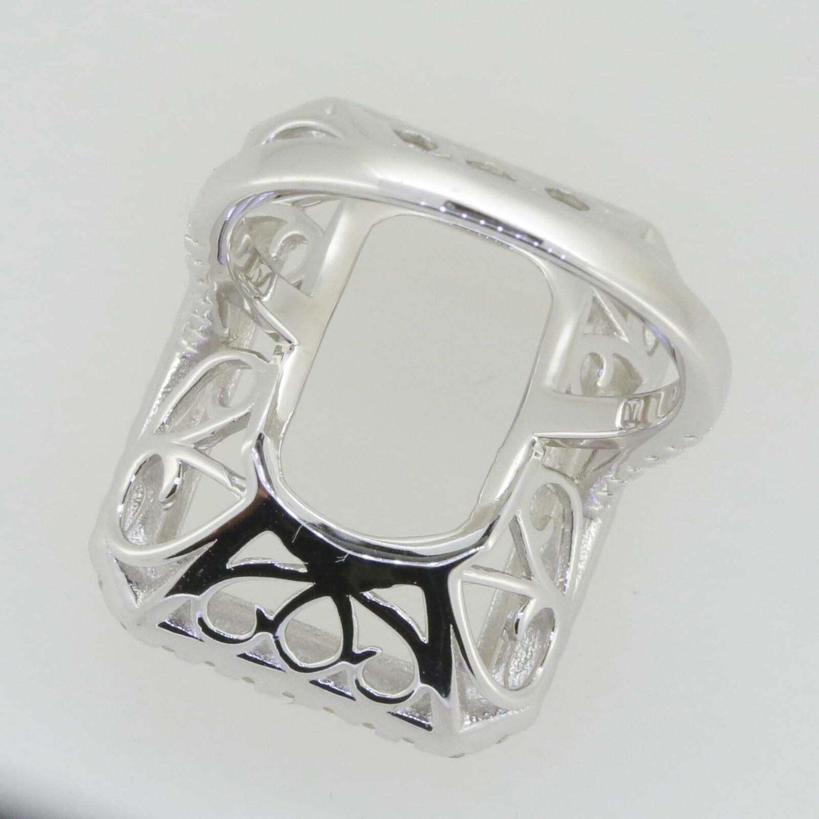 Sterling Silver Semi Mount Ring Setting Emerald OCT 20X15mm White Topa - Syzjewelry