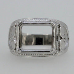 Men's Sterling Silver Semi Mount Ring Setting Emerald OCT 14x10mm - Syzjewelry
