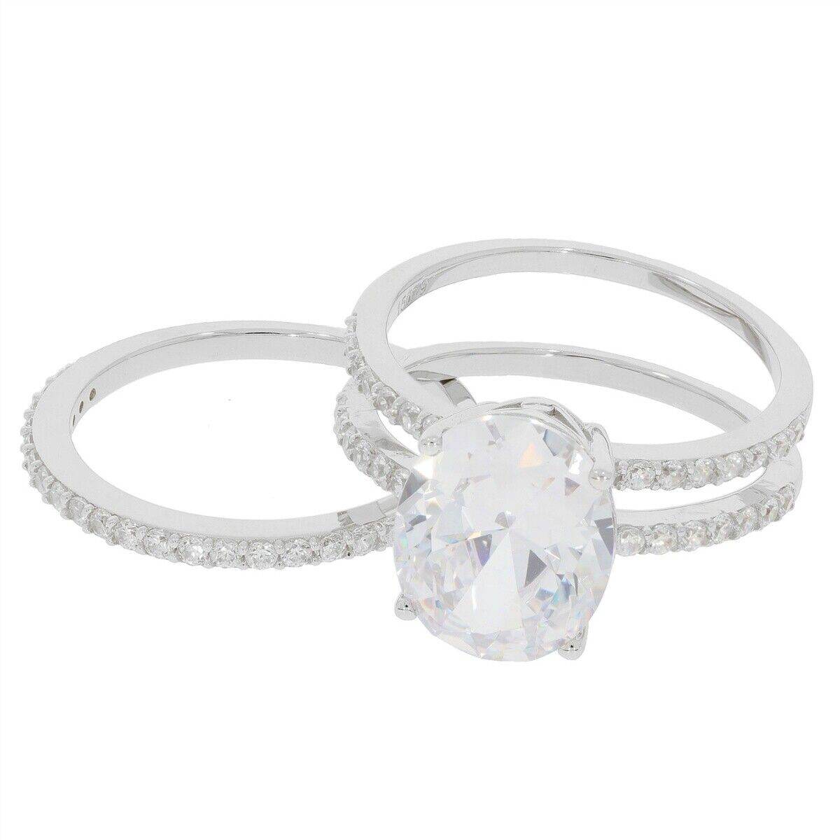 2 piece Set Sterling Silver Semi Mount Ring Setting OV 12x10mm Double Band - Syzjewelry