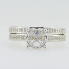 2 Pc Set Sterling Silver Semi Mount Ring Setting Round RD 8x8mm Engagement\ - Syzjewelry