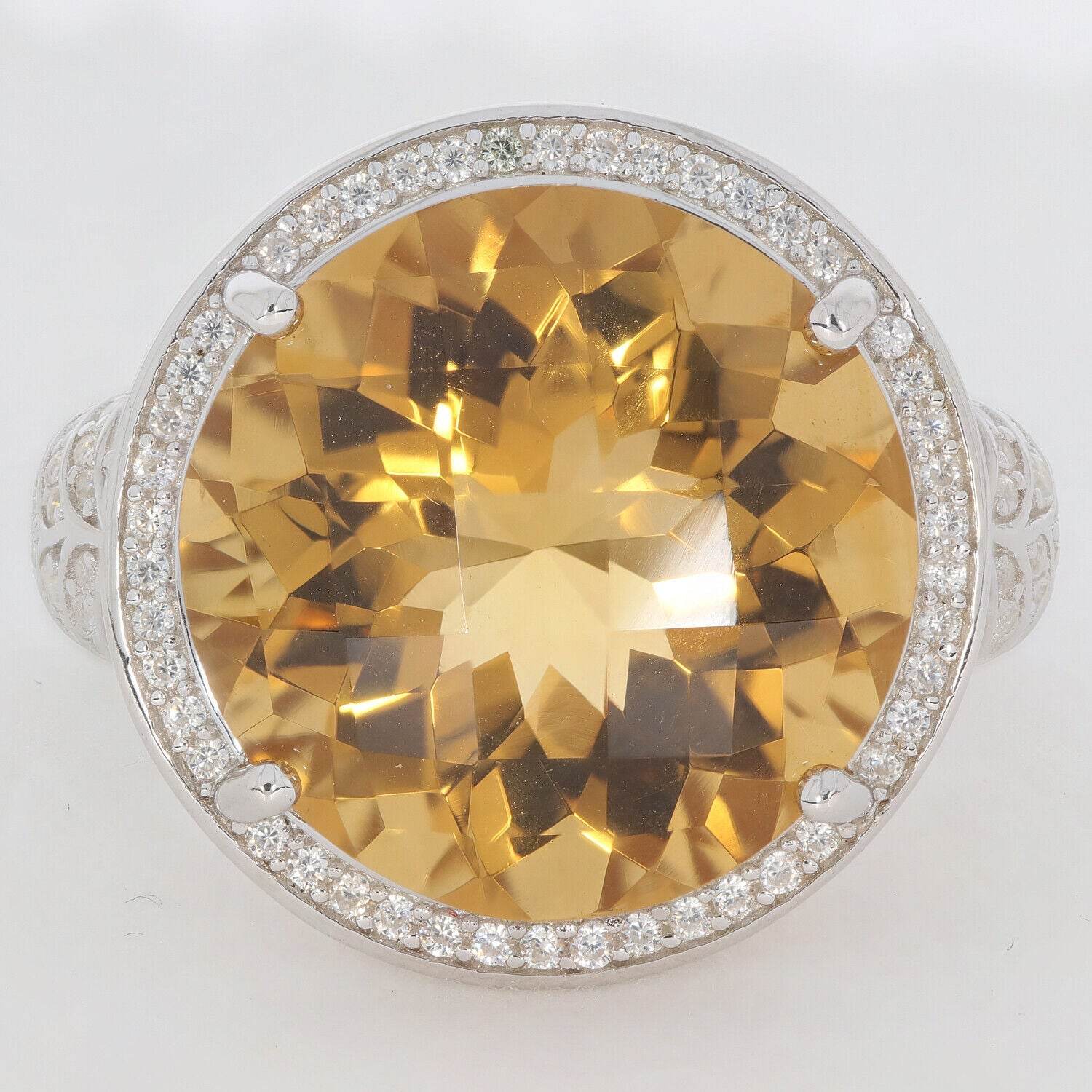 Sterling Silver Semi Mount Ring Setting Round RD 15x15mm Halo White Topaz - Syzjewelry