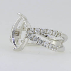 14K White Gold Semi Mount Ring Setting Marquise MQ 14X7mm GTL20267R14K - Syzjewelry