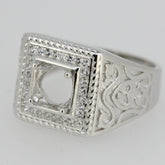 Sterling Silver Semi Mount Ring Setting RD 6.5x6.5mm Men's Ring - Syzjewelry