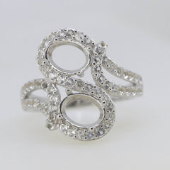 Sterling Silver Semi Mount Ring Setting OV8X6 mm White Topaz - Syzjewelry