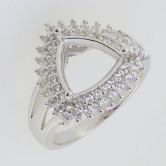 Sterling Silver Semi Mount Ring Setting Trillion Tri 10x10mm Moissanite - Syzjewelry