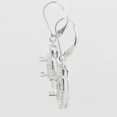 Sterling Silver Semi Mount Earrings Setting Round RD 8x8mm Baguette Tr - Syzjewelry