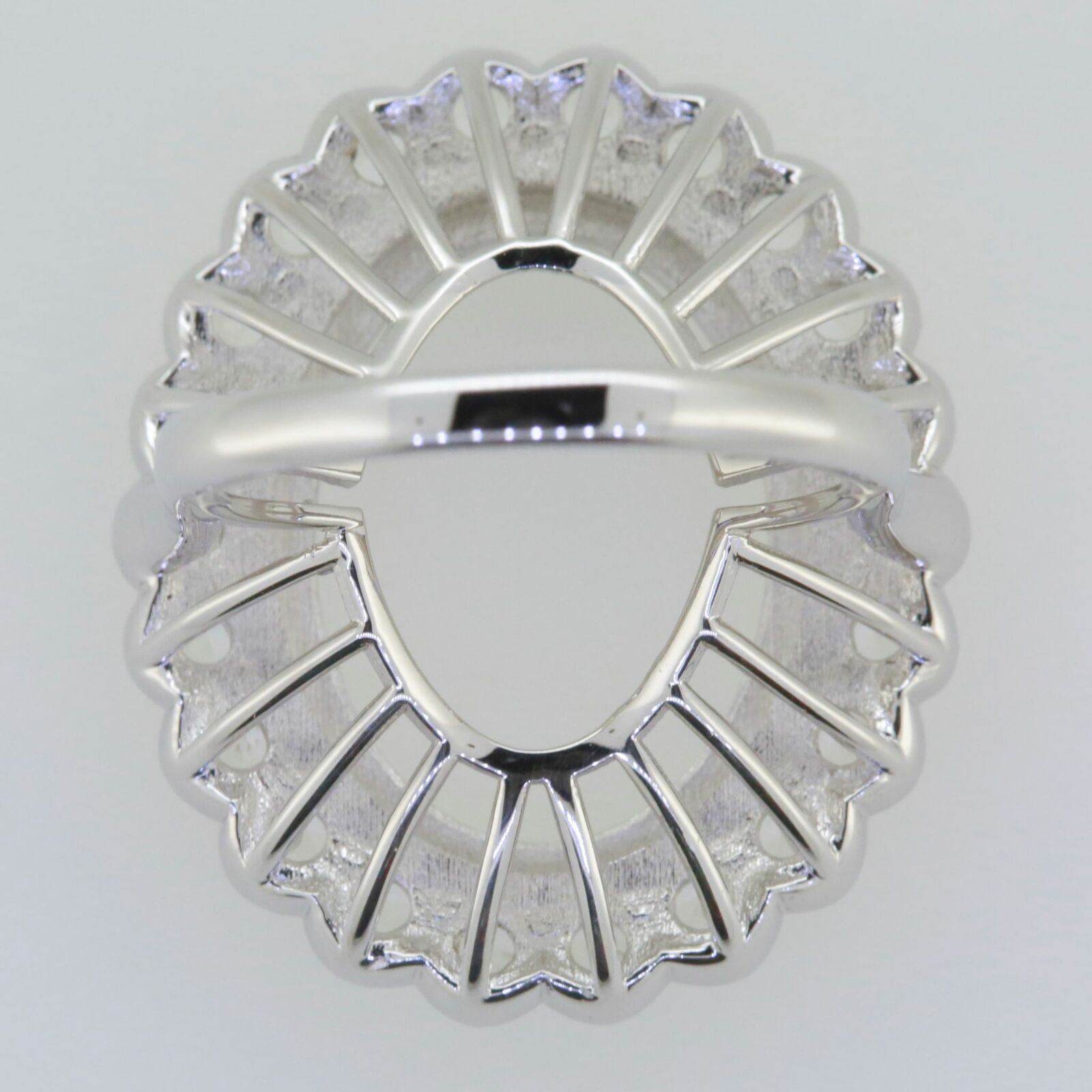 14K White Gold Semi Mount Ring Setting Oval OV 20x15mm - Syzjewelry