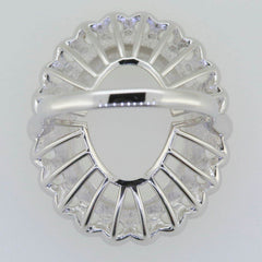 14K White Gold Semi Mount Ring Setting Oval OV 20x15mm - Syzjewelry