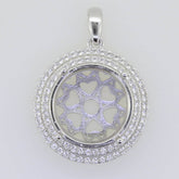 Sterling Silver Semi Mount Pendants Setting RD 15x15mm Double Halo Topaz - Syzjewelry