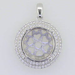 Sterling Silver Semi Mount Pendants Setting RD 15x15mm Double Halo Topaz - Syzjewelry