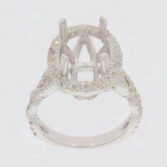 Sterling Silver Semi Mount Ring Setting Oval OV 13X10mm Twist Shank - Syzjewelry