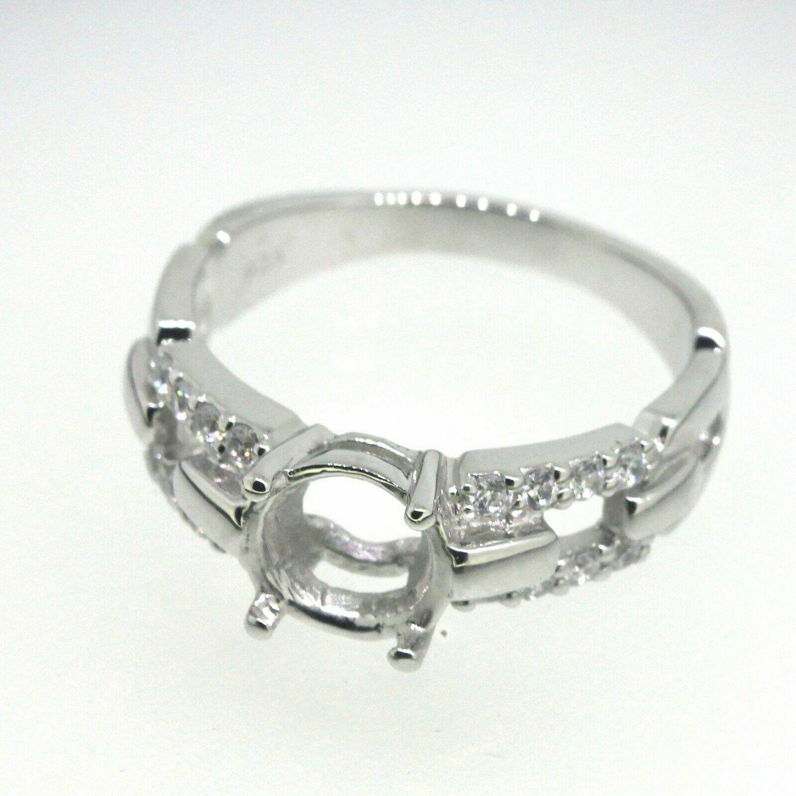 Sterling Silver Semi Mount Ring Setting Round RD 7x7mm Topaz Interlock Chain - Syzjewelry
