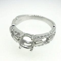 Sterling Silver Semi Mount Ring Setting Round RD 7x7mm Topaz Interlock Chain - Syzjewelry