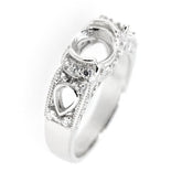 Art Deco Style Sterling Silver Semi Mount Ring Setting Oval OV 7x5mm White Topaz - Syzjewelry