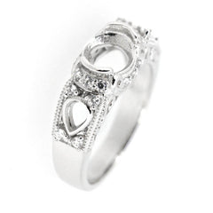 Art Deco Style Sterling Silver Semi Mount Ring Setting Oval OV 7x5mm White Topaz - Syzjewelry