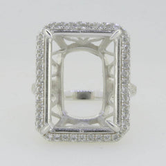 14K White Gold Semi Mount Ring Setting Emerald OCT 20X15mm PJC5059R14KW - Syzjewelry