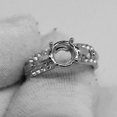 Sterling Silver Semi Mount Ring Setting Round RD 7x7mm Topaz Interlock Chain - Syzjewelry