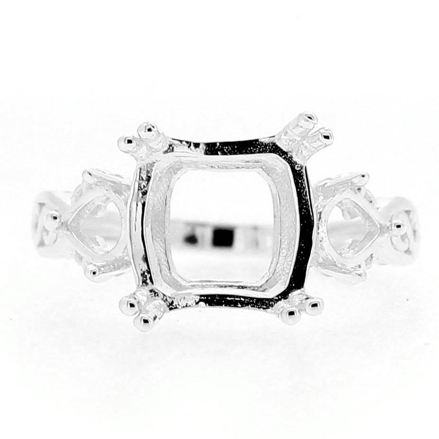 Sterling Silver Semi Mount Ring Setting Square 9x9mm CU 10x10mm HT 5x5mm - Syzjewelry