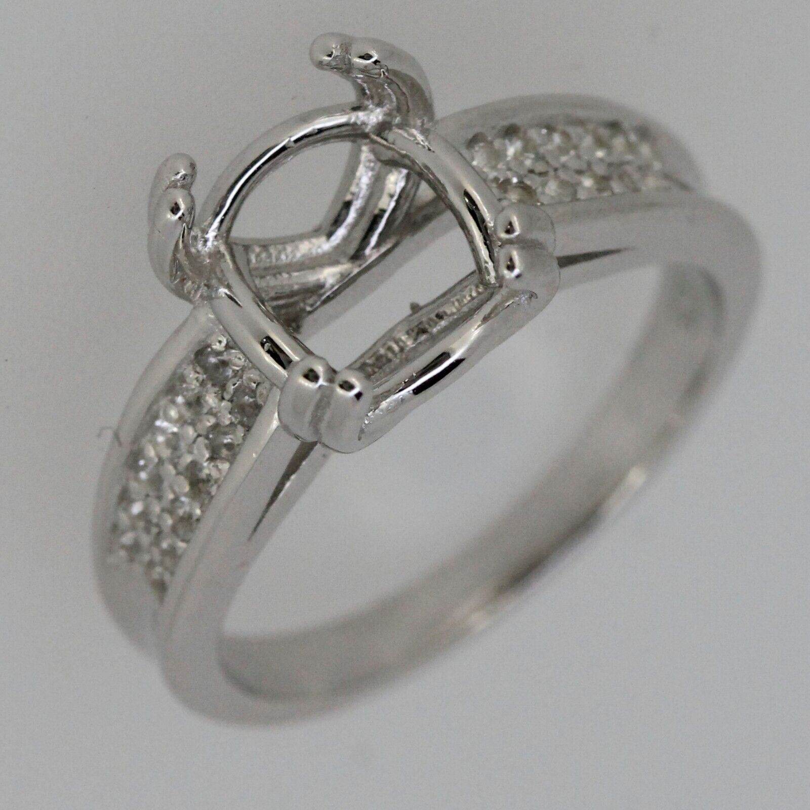 Sterling Silver Semi Mount Ring Setting Oval OV 10x8mm White Topaz Accent - Syzjewelry