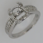 Sterling Silver Semi Mount Ring Setting Oval OV 10x8mm White Topaz Accent - Syzjewelry