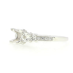 Art Deco Style Sterling Silver Semi Mount Ring Setting RD 7x7mm 4x4mm 3x3mm - Syzjewelry