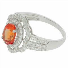 Sterling Silver Semi Mount Ring Setting OV 8x6mm White Topaz Double Halo - Syzjewelry