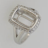 Sterling Silver Semi Mount Ring Setting Cushion CU 14X10mm White Topaz N0375 - Syzjewelry