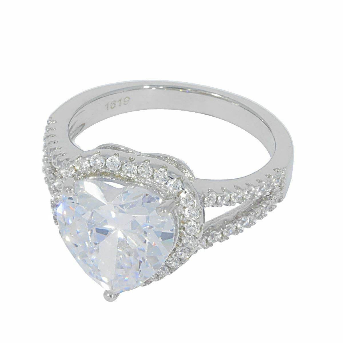Sterling Silver Semi Mount Ring Setting Heart HT 10x10mm White Topaz - Syzjewelry