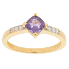 Yellow Gold Plated Sterling Silver Semi Mount Ring Setting Cushion CU 6x6mm White Topaz Accent - Syzjewelry