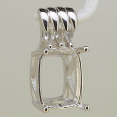 Sterling Silver Semi Mount Pendant Setting Cushion Cu 12x10mm White To - Syzjewelry