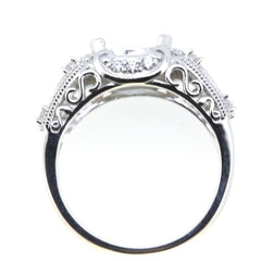 Art Deco Style Sterling Silver Semi Mount Ring Setting Oval OV 7x5mm White Topaz - Syzjewelry